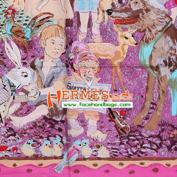 Hermes 100% Silk Square Scarf Pink HESISS 87 x 87 - Click Image to Close